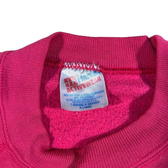 Vintage 1990s Mickey Mouse Embroidered Pink Crewneck Sweatshirt - Picture 3 of 4